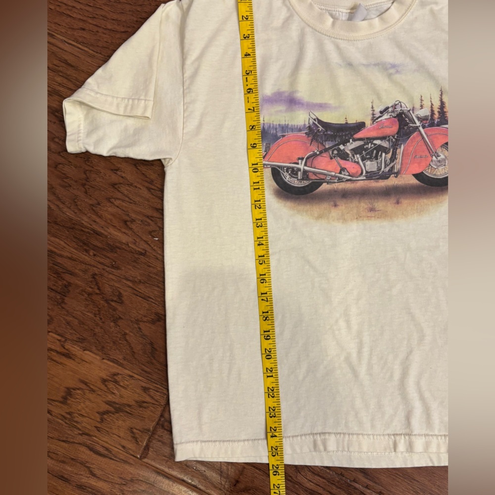 Vintage Indian Motorcycle T-Shirt | Cream Graphic Tee | Size M/L - Picture 7 of 8